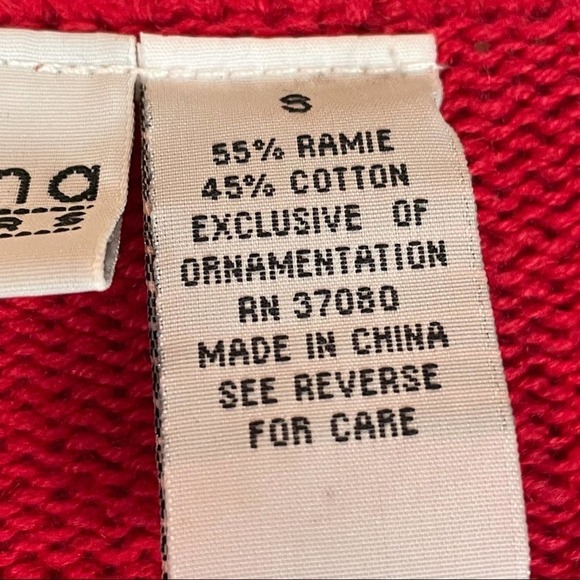 Vintage red black floral embroidered beaded button front cardigan sweater - Picture 6 of 9